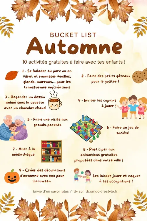 Bucketlist d&rsquo;automne : 10 activités gratuites à faire avec tes enfants